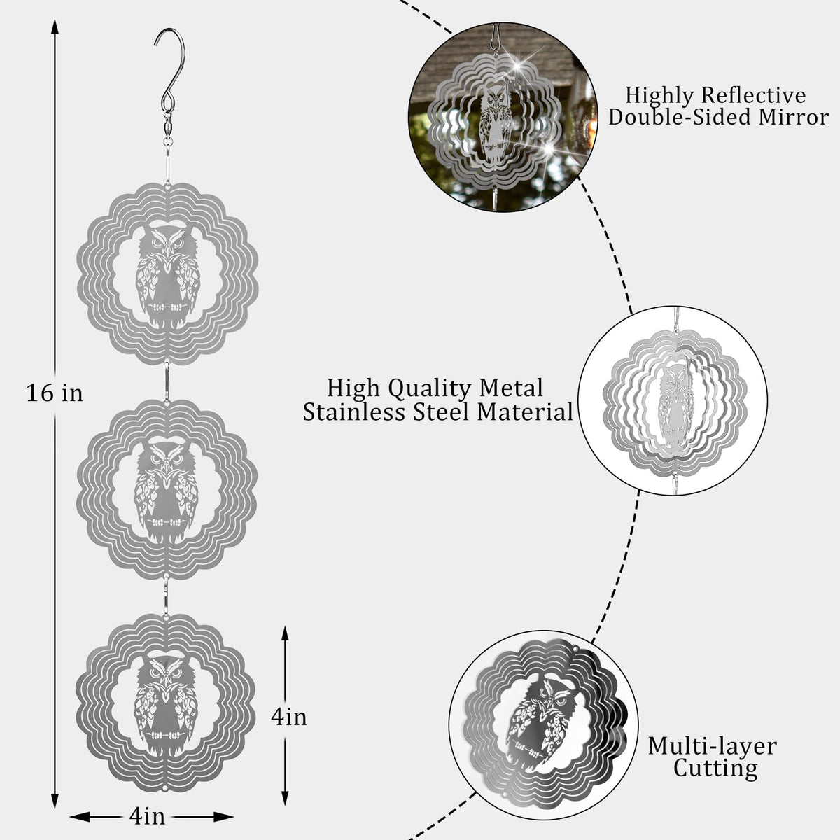 ToBeAce reflective owl discs decorate garden while deterring birds