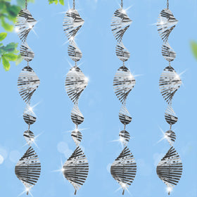 ToBeAce stainless steel bird deterrents 3D wind spinner assembly reflects sunlight to deter birds.