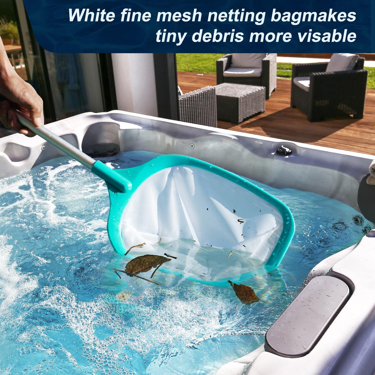 TOBEHIGHER pool skimmer with aluminum pole for easy handling