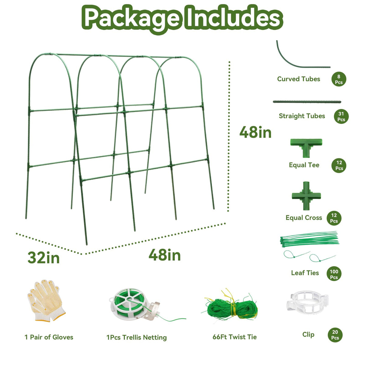 TOCCYARD cucumber trellis arch packaged contents and accessories visible
