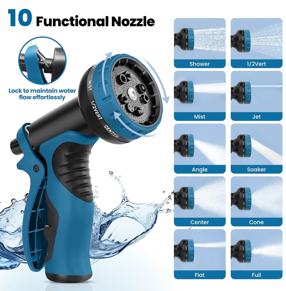 Tocebe garden hose 50ft brass fittings provide durable, leak-resistant connections.