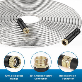 Tocebe hose features solid brass fittings delivering leak resistance under high pressure.