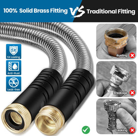 Tocebe lightweight metal hose is easy to carry for outdoor cleaning.