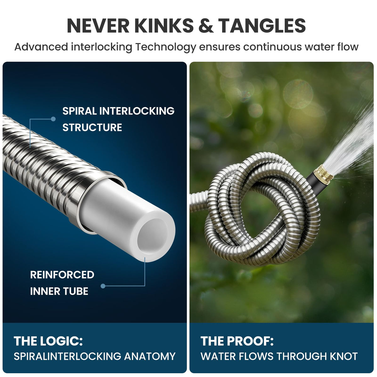 Tocebe metal garden hose kink-free design for smooth operation.