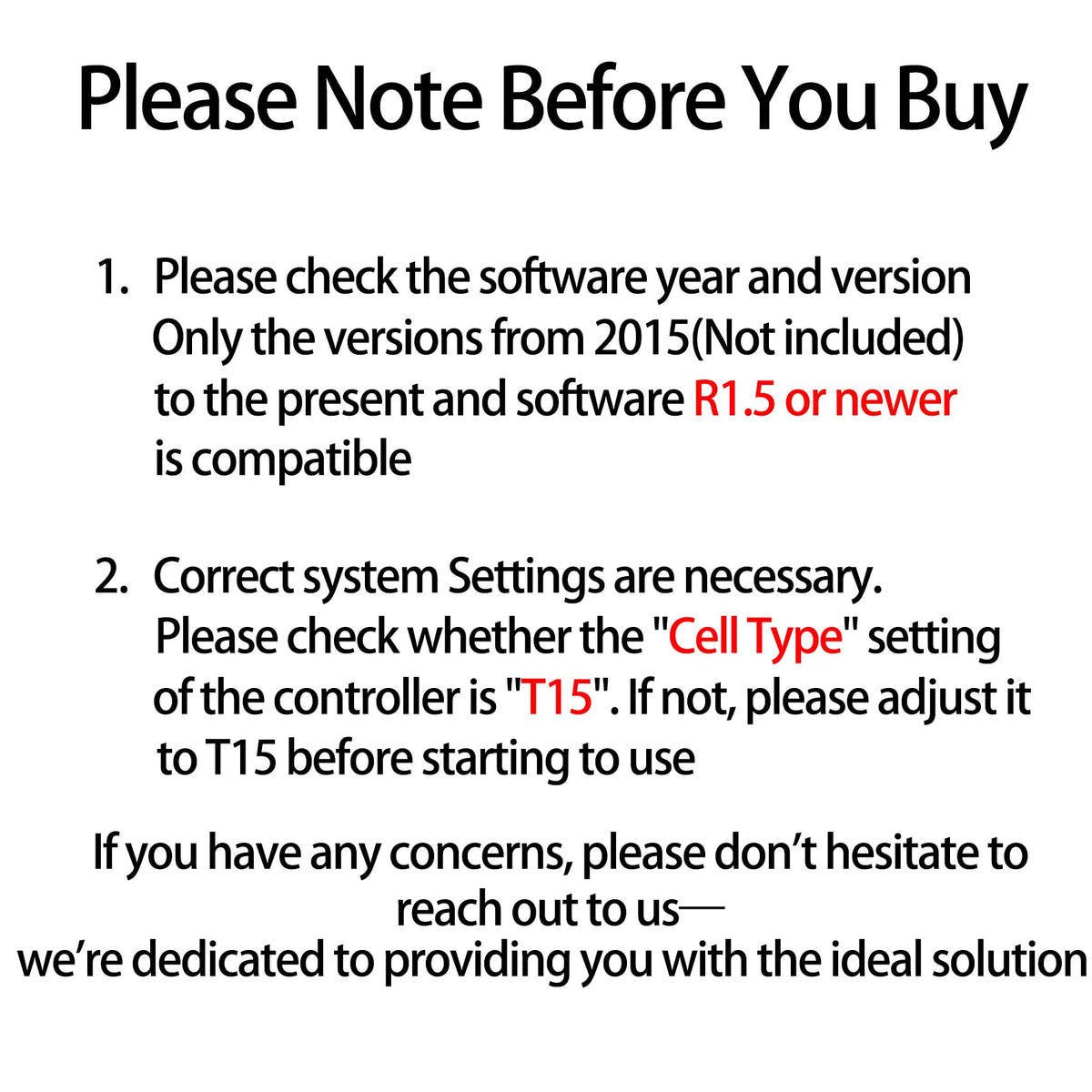 Togsher T-15 controller setting reminder to T15