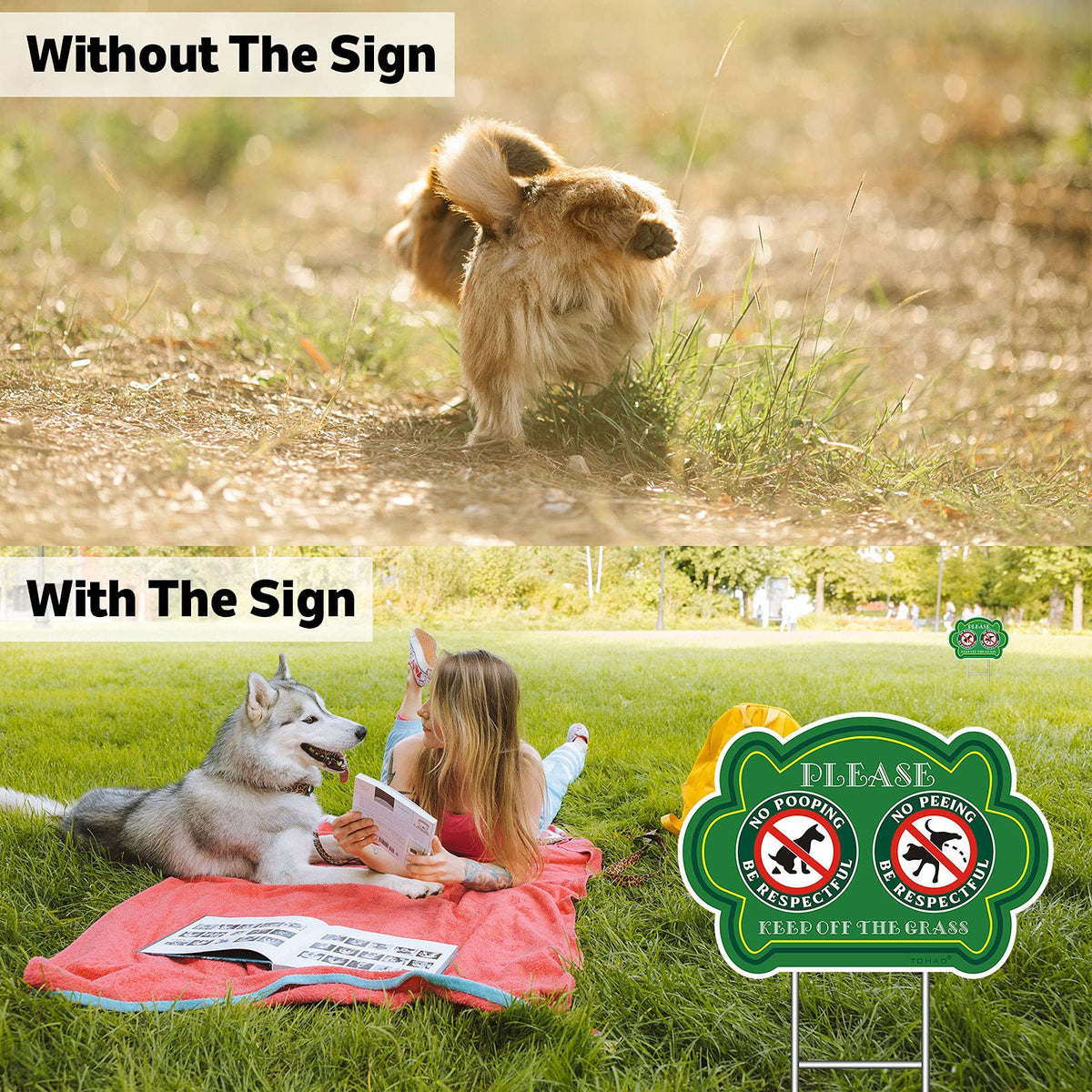 TOHAO two-pack sign set provides versatile outdoor boundaries.