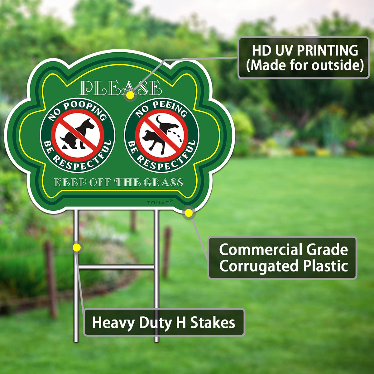 TOHAO UV-protected outdoor sign resists sun and weather.