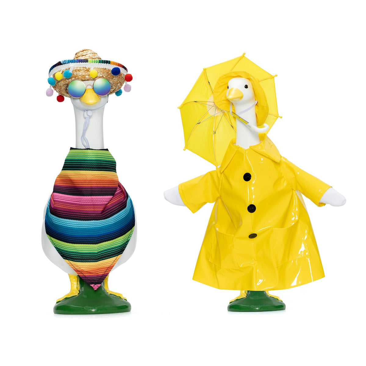 TOHARA Mexican-themed goose outfit with sombrero and bandana for festive garden displays.