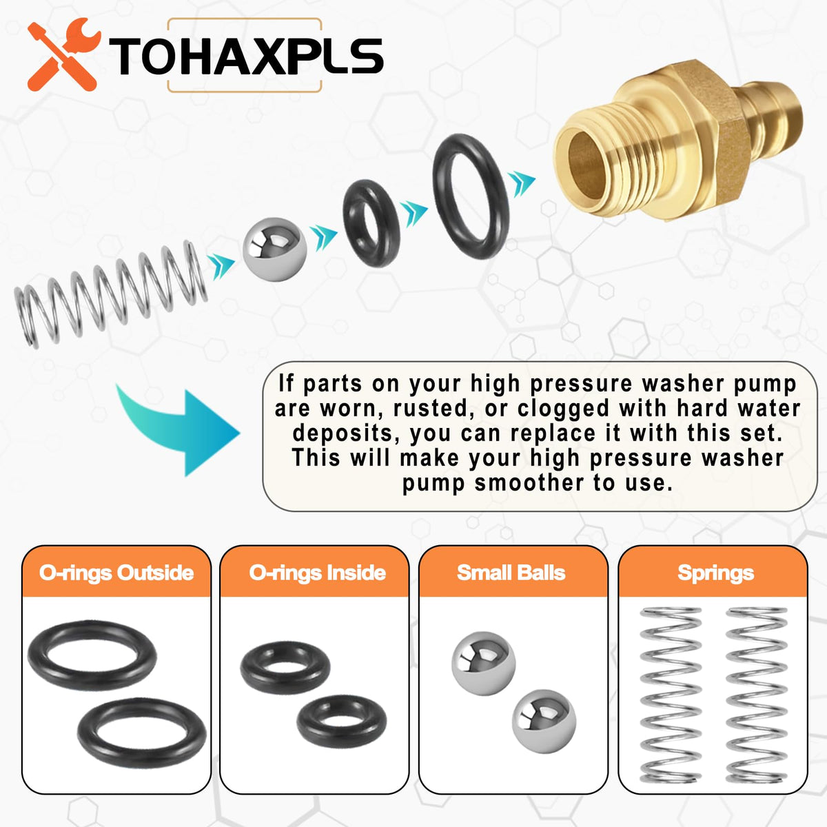 TOHAXPLS 7104228 check valve balls and springs promoting consistent soap flow