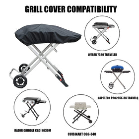 TOHONFOO cover with waterproof coating protecting Weber Traveler from rain