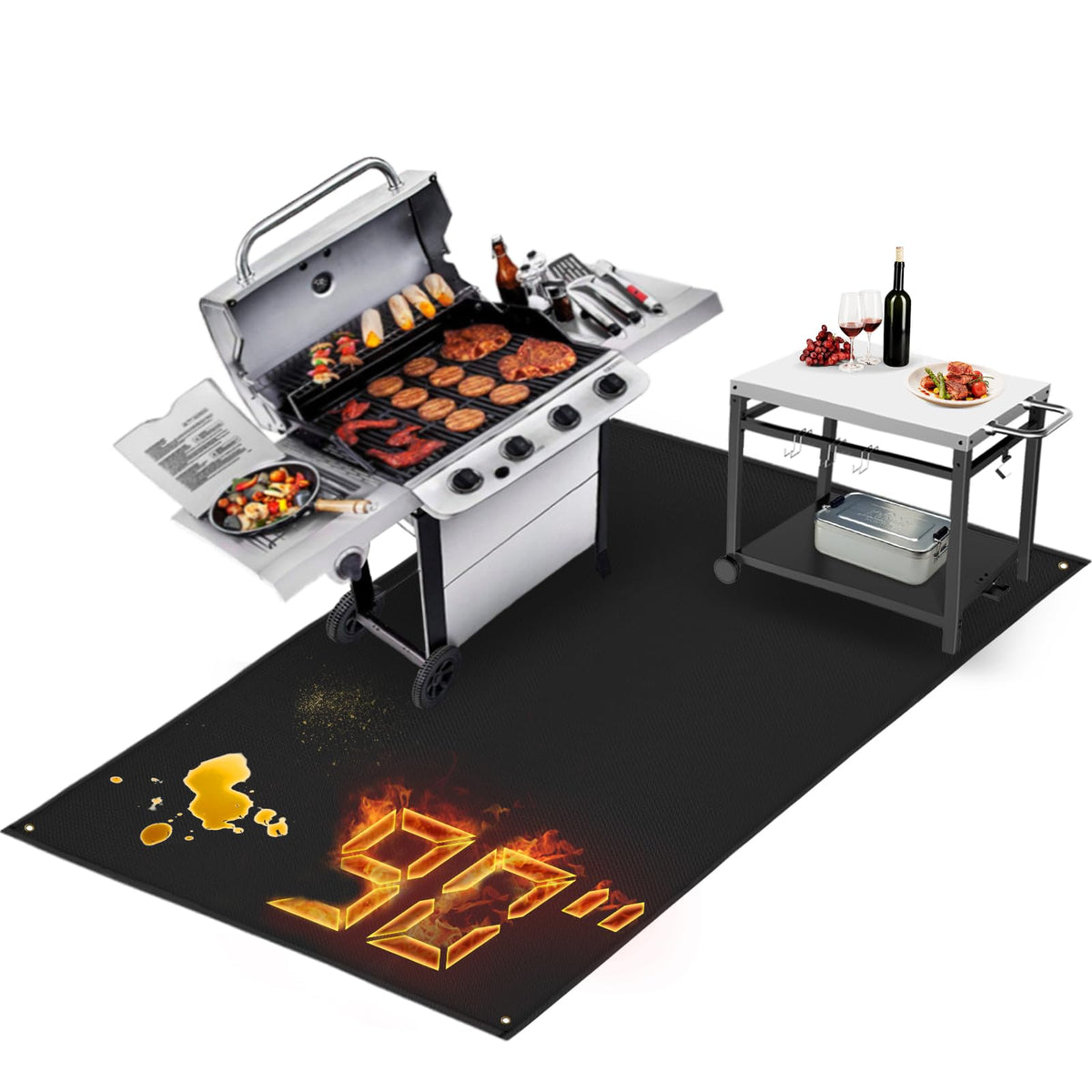 TOHONFOO grill mat 90x48 extra large protecting decks while fitting all grills