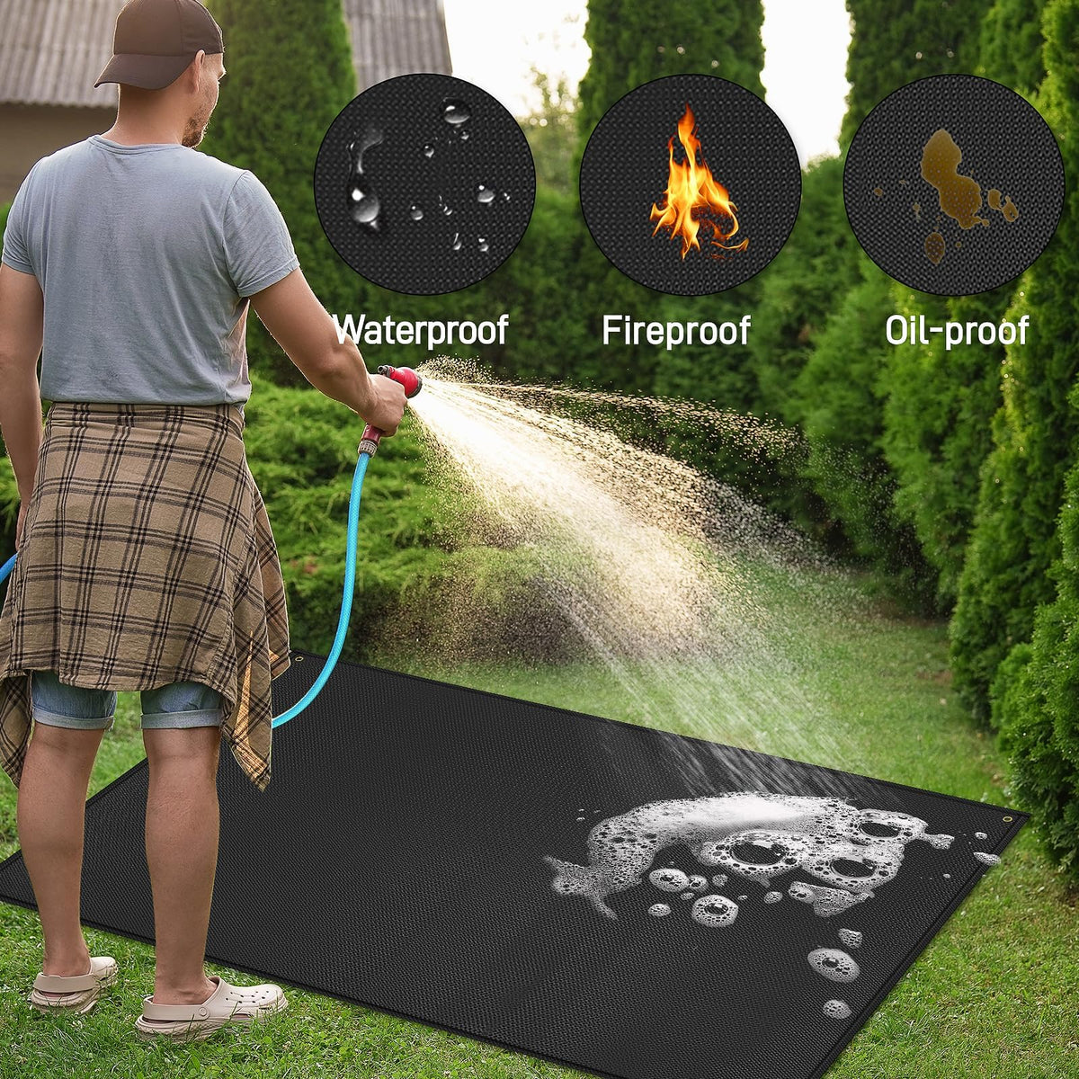 TOHONFOO grill mat is oilproof and easy to clean after grilling.