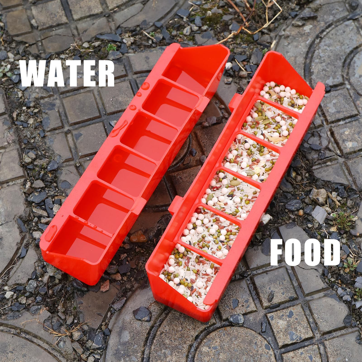 TOHONGADON chicken feeder hanging on fence for secure use.