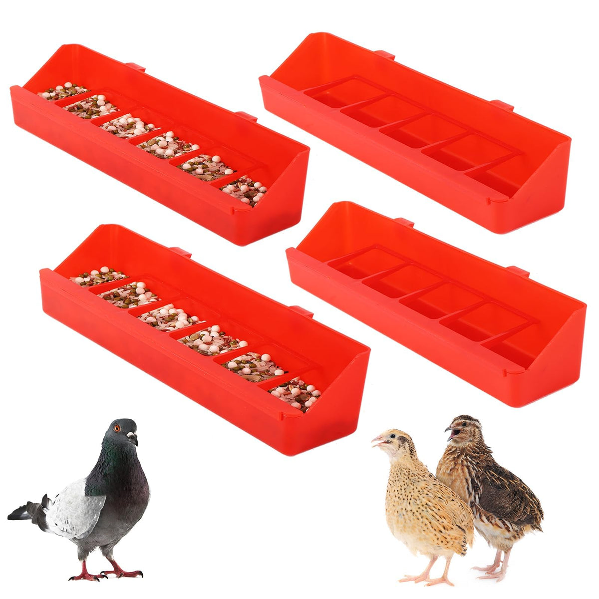 TOHONGADON no mess quail feeder with 6 slots hanging design.
