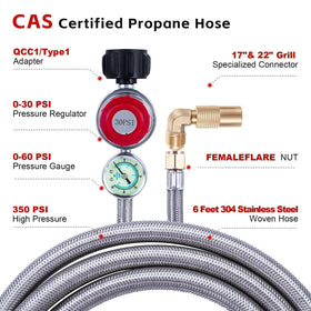 TOHONGADON 6 ft hose with gauge supports stable gas flow for steady searing
