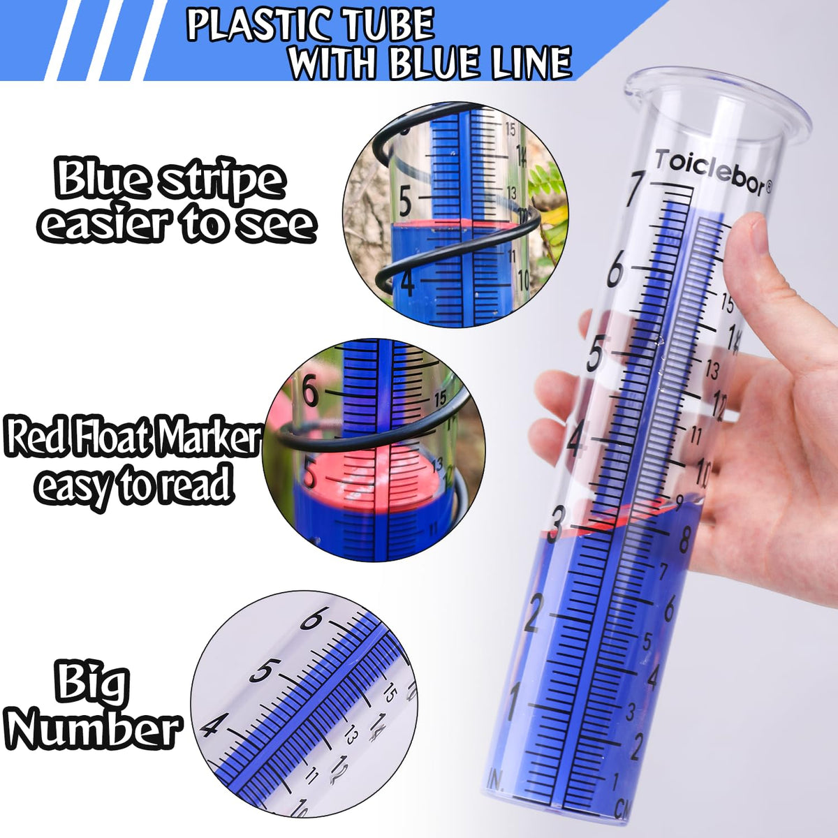 Toiclebor freeze-proof tube close-up highlighting sturdy plastic construction.