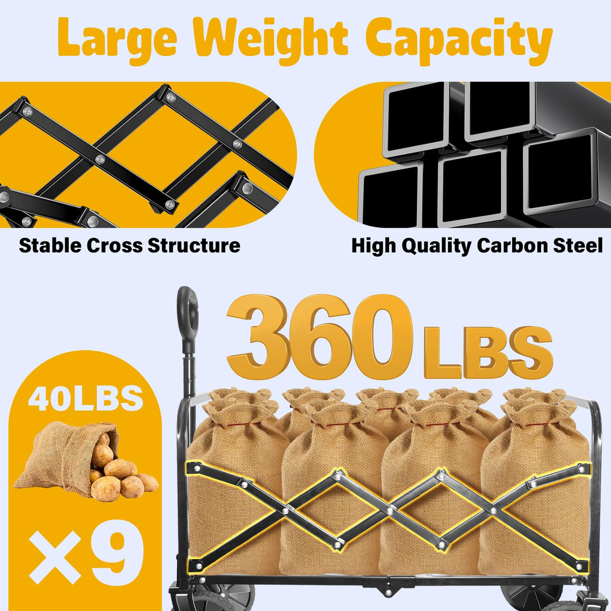 TOKXTIK wagon 120L cargo space for groceries and gear