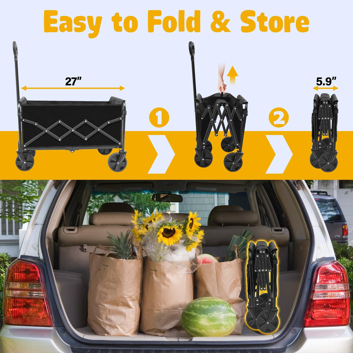 TOKXTIK wagon open full-size; showcases generous 120L capacity