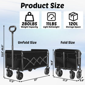 TOKXTIK wagon 280lb load for heavy-duty hauling.