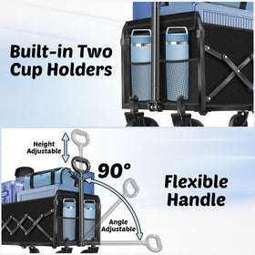 TOKXTIK wagon adjustable handle with cup holder for effortless pulling.
