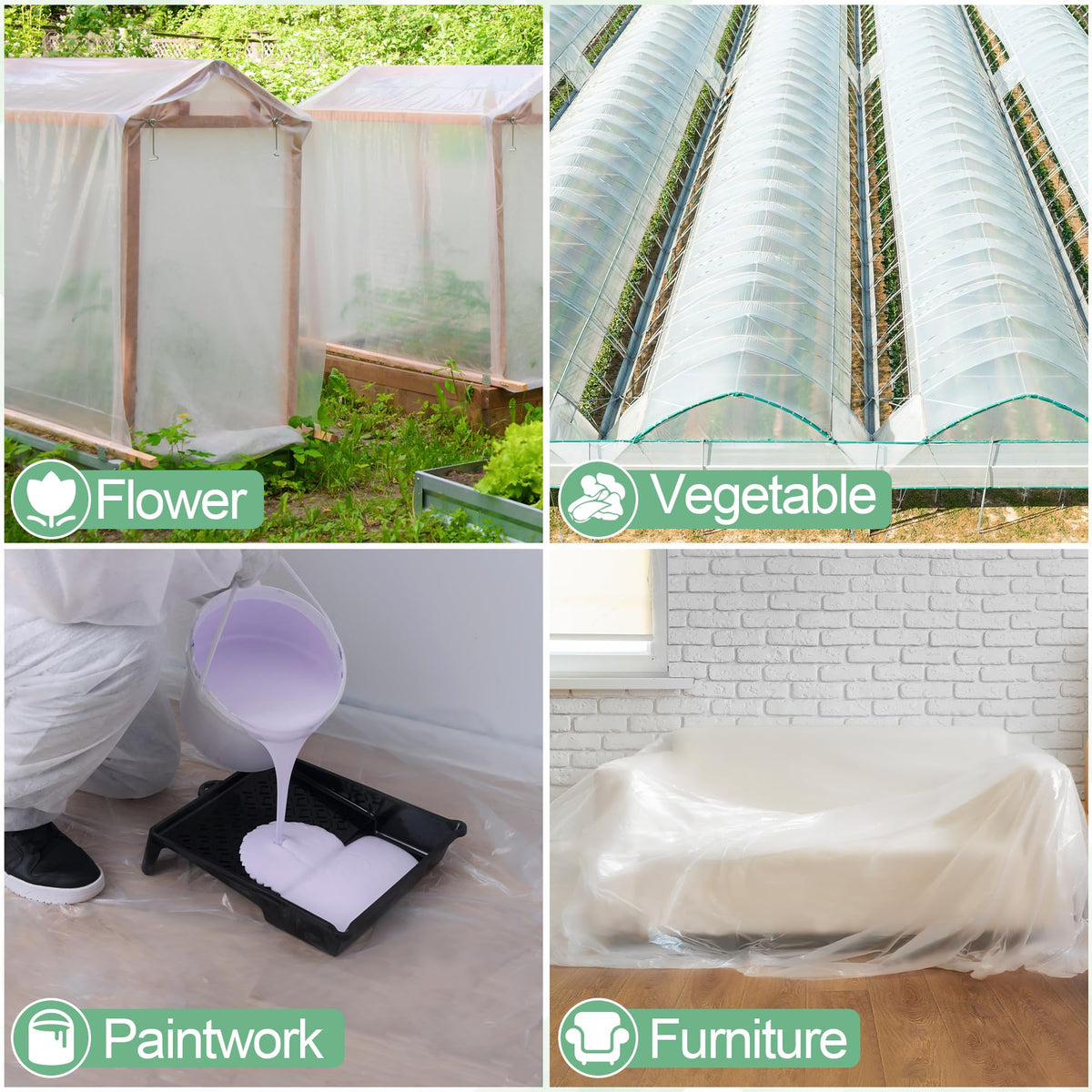 ToLanbbt clear greenhouse cover protects surfaces from dust and debris.