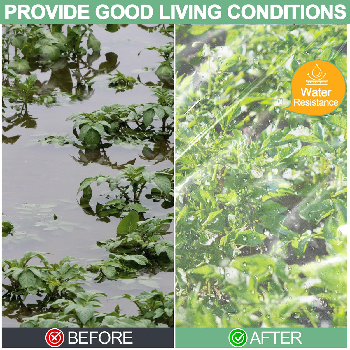 ToLanbbt drip-proof design prevents water from splashing onto plants.