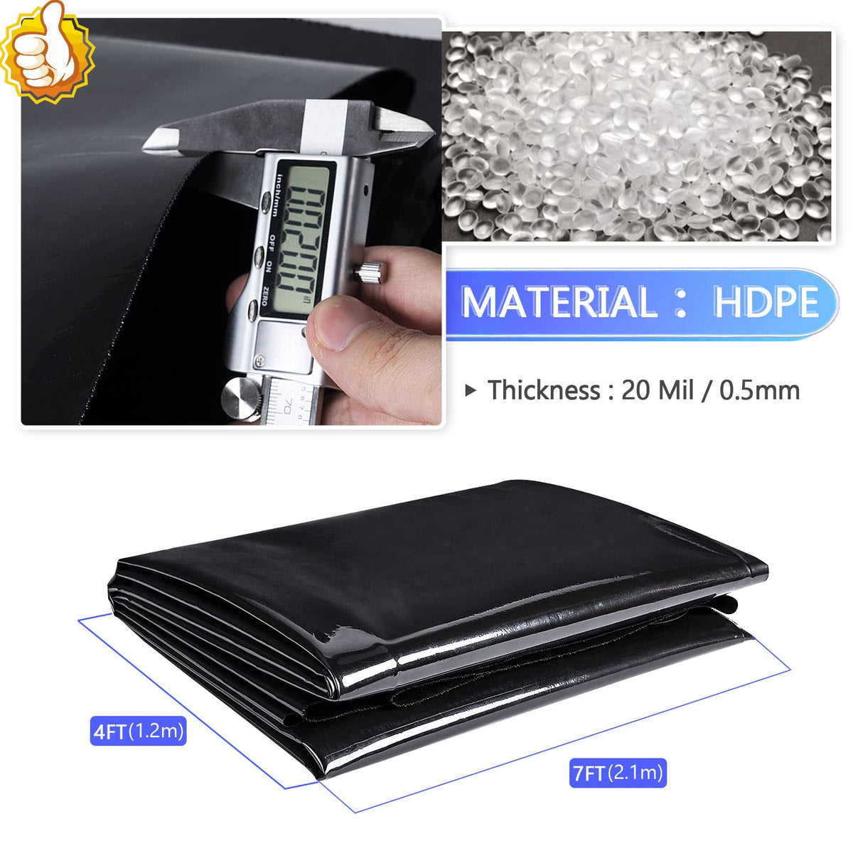 ToLanbbt HDPE pond liner 20 mil highlights UV resistance for long-lasting outdoor use.