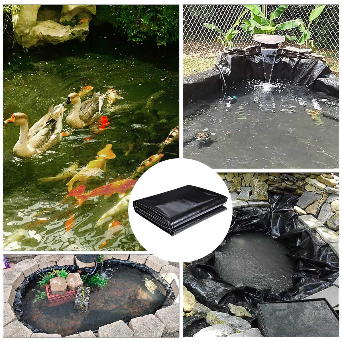 ToLanbbt finished pond setup with liner shows versatile use for fountains and koi ponds.