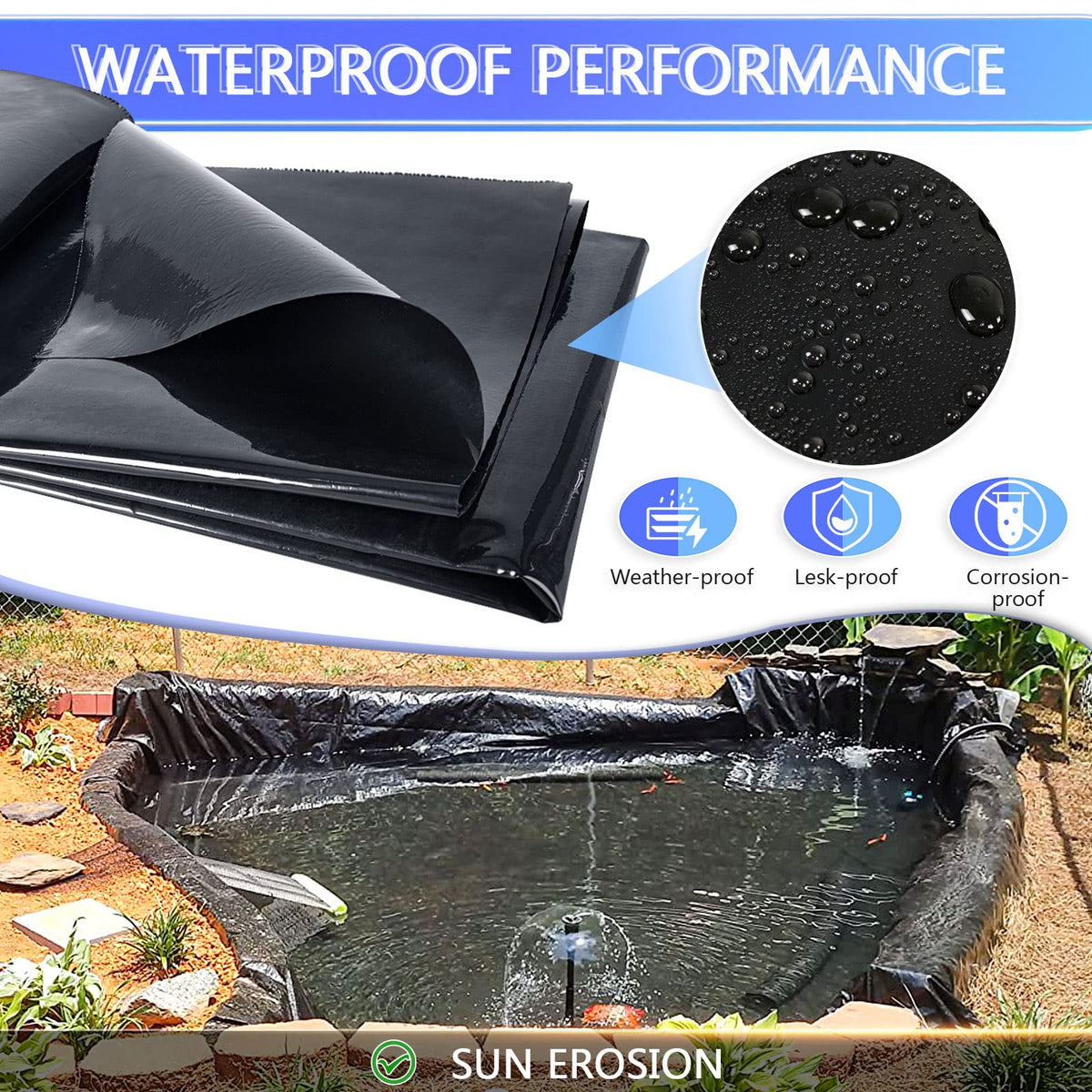 ToLanbbt pond-protection liner blocks soil intrusion for a cleaner habitat.