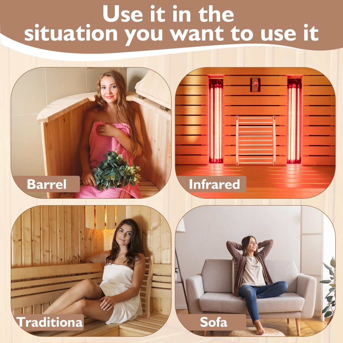 TOLHYUN two pack backrests fit barrel and infrared saunas.