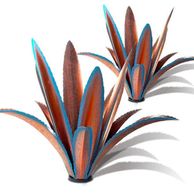 TOMBABY blue 12-leaf agave sculpture enhances outdoor curb appeal.