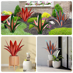 TOMBABY blue 12-leaf agave sculpture as a garden focal point.
