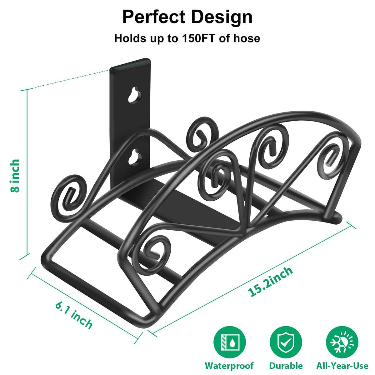 TomCare decorative fan-shaped hose hanger adds charm to garden.