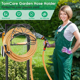 TomCare freestanding hose stand fits corners and small spaces.