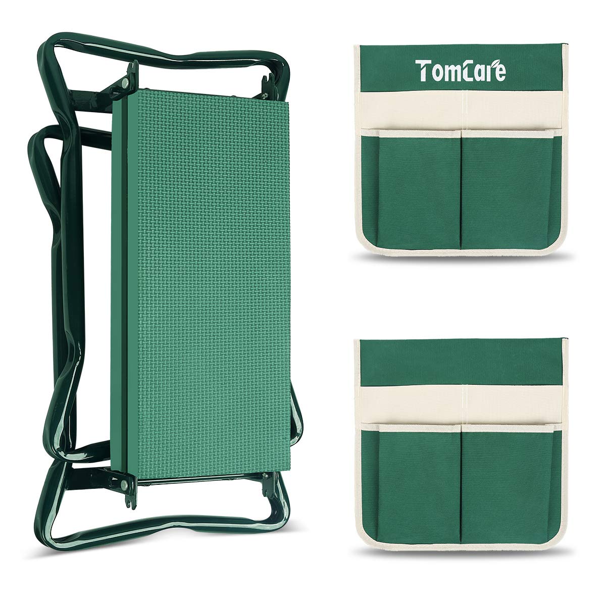 TomCare garden kneeler with two large tool pouches for quick access.