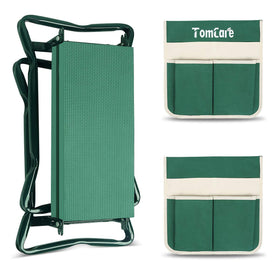 TomCare garden kneeler with two large tool pouches for quick access.