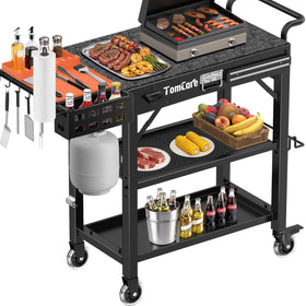 TomCare grill table top supports up to 500 lbs for heavy grills.