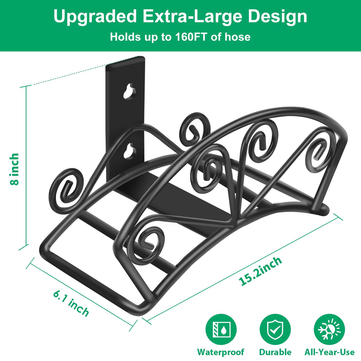 TomCare heavy-duty metal hose holder provides durable support for long hoses