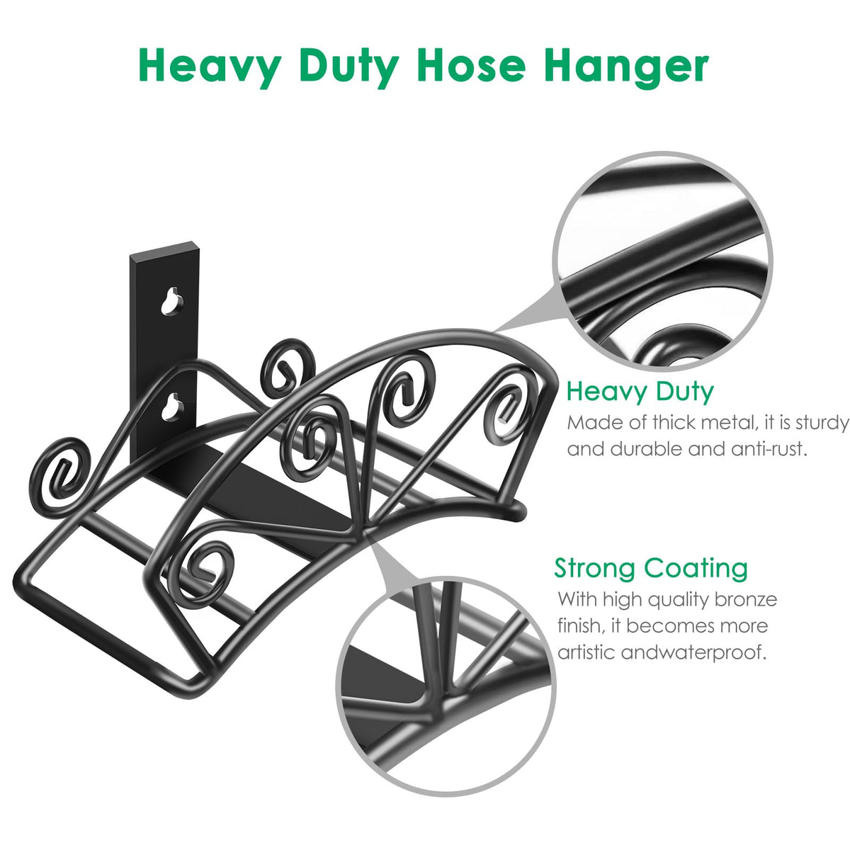 TomCare heavy-duty metal hose organizer for durable outdoor storage.