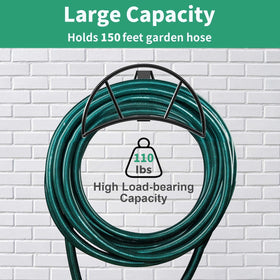 TomCare hose holder supports up to 150ft hoses with sturdy bearing capacity.