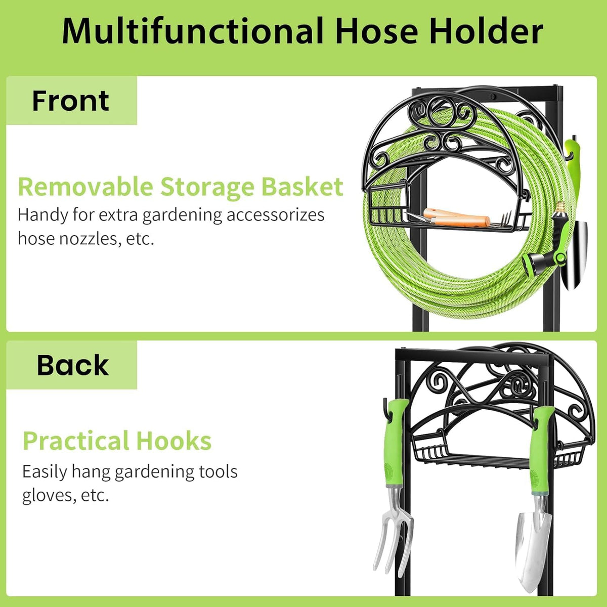 TomCare freestanding hose holder is easy to install in a garden