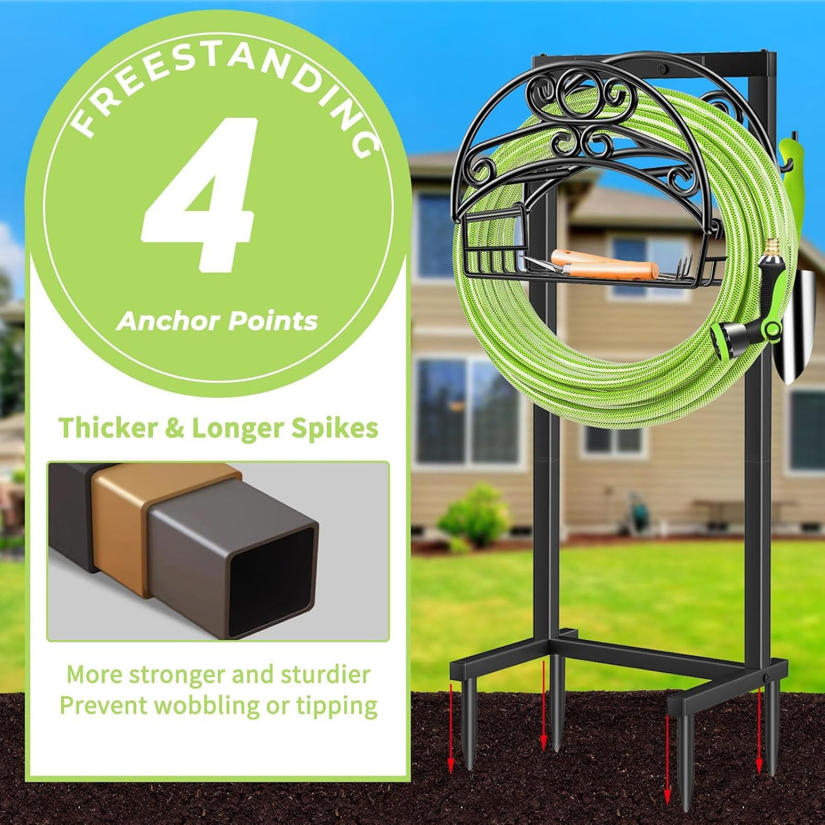 TomCare hose holder holds up to 160 ft of hose neatly