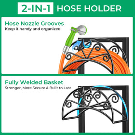 TomCare hose holder basket accommodates long hoses while keeping them neatly stored