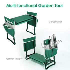 TomCare kneeler-seat converts to a soft chair for rest breaks.