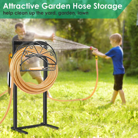 TomCare outdoor hose organizer helps tidy the yard.