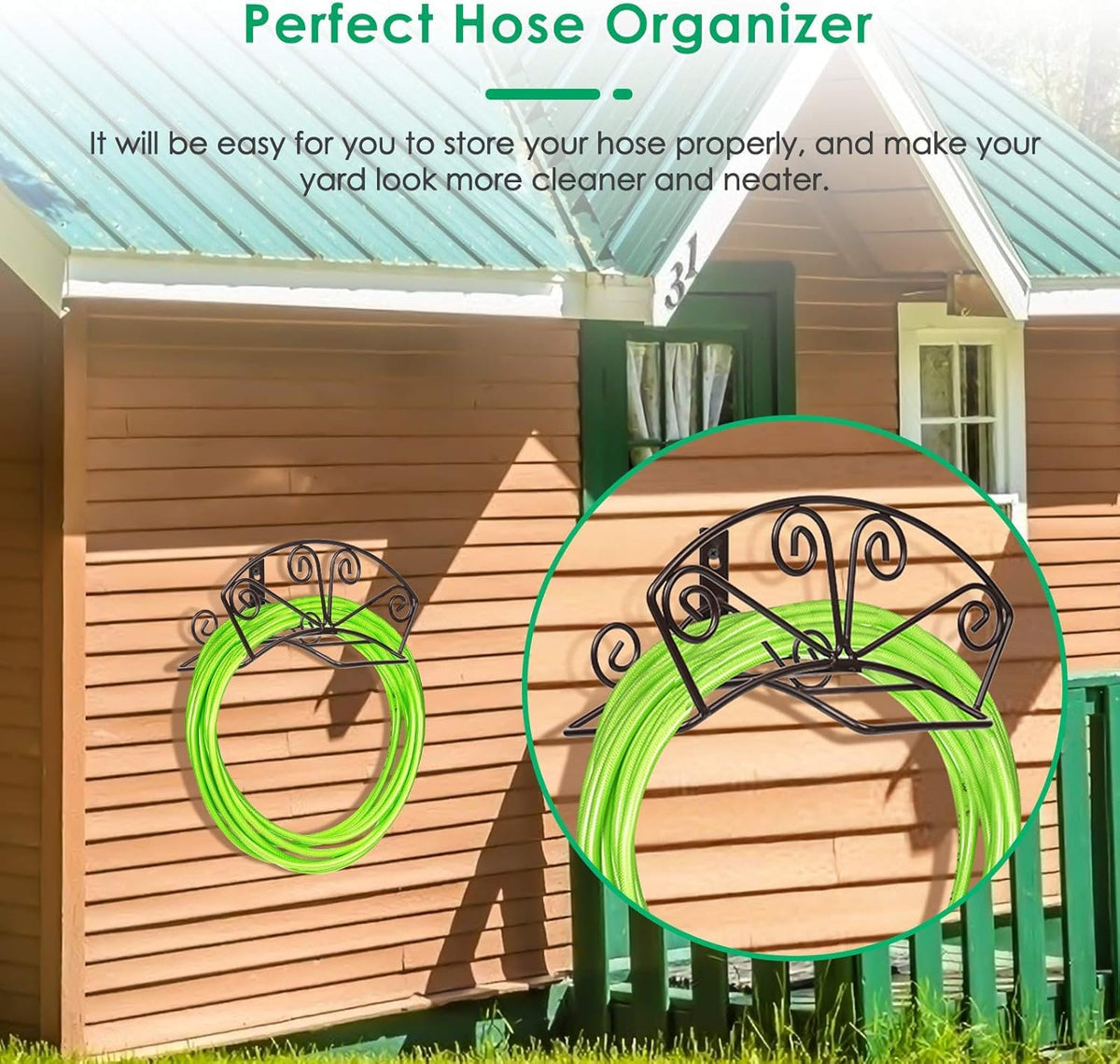 TomCare outdoor yard hose storage solution keeps clutter down