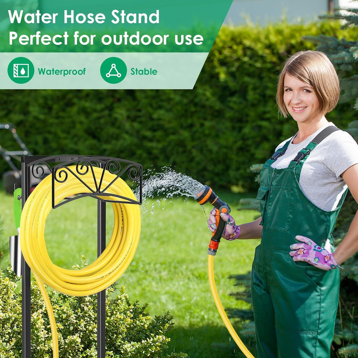 TomCare square base hose stand showcasing sturdy design