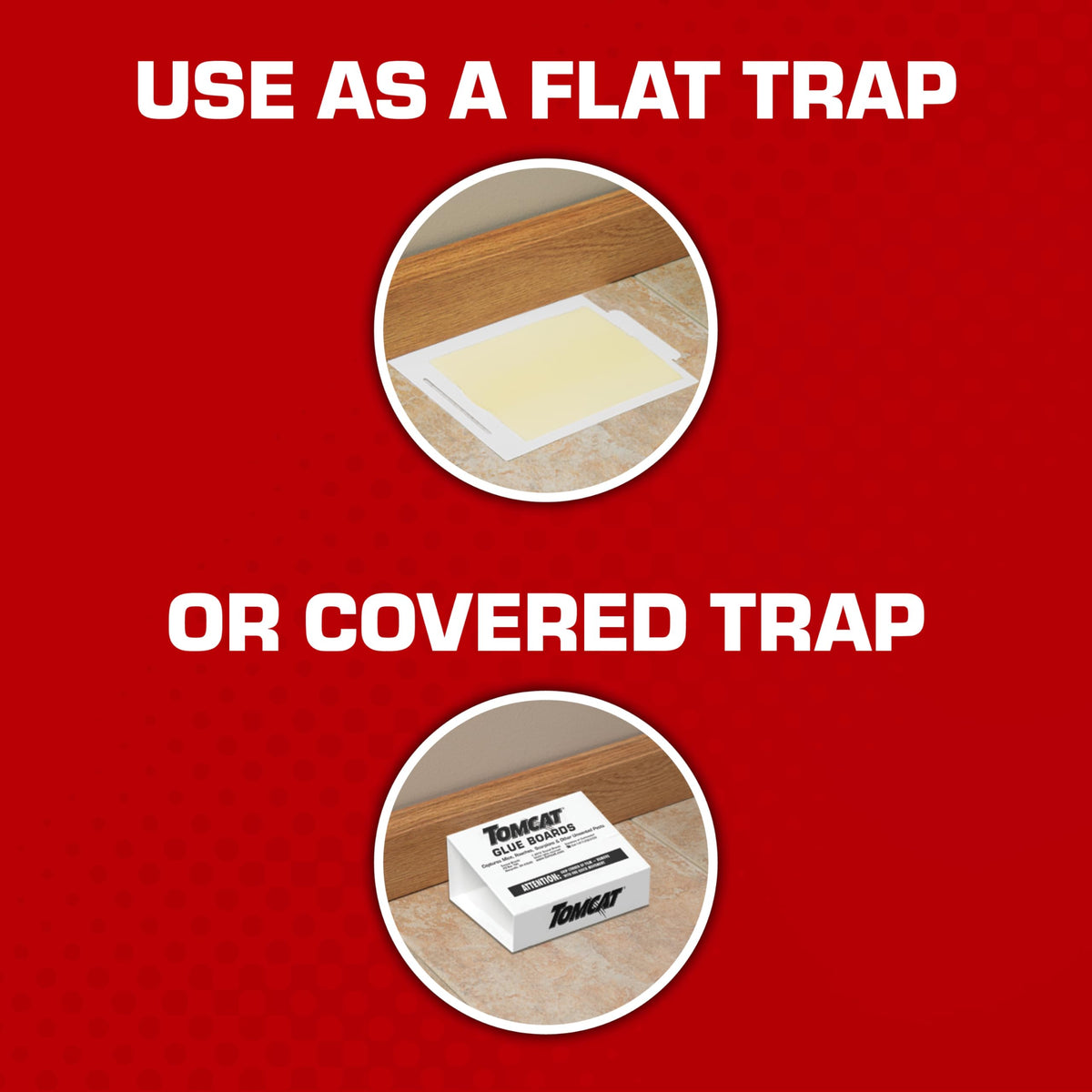 Tomcat Glue Boards in a covered-trap configuration for discreet use.