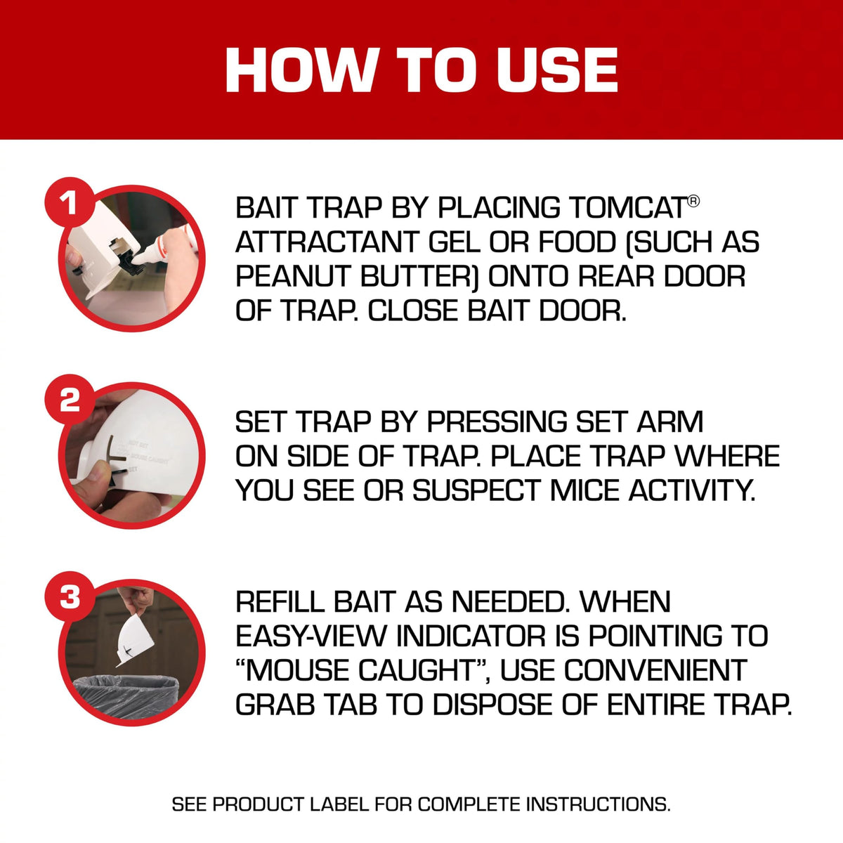 Tomcat Kill & Contain Trap disposal tab for mess-free cleanup