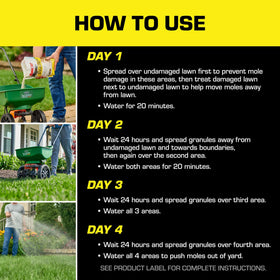 Tomcat burrow deterrence helps guide moles away from undamaged turf.
